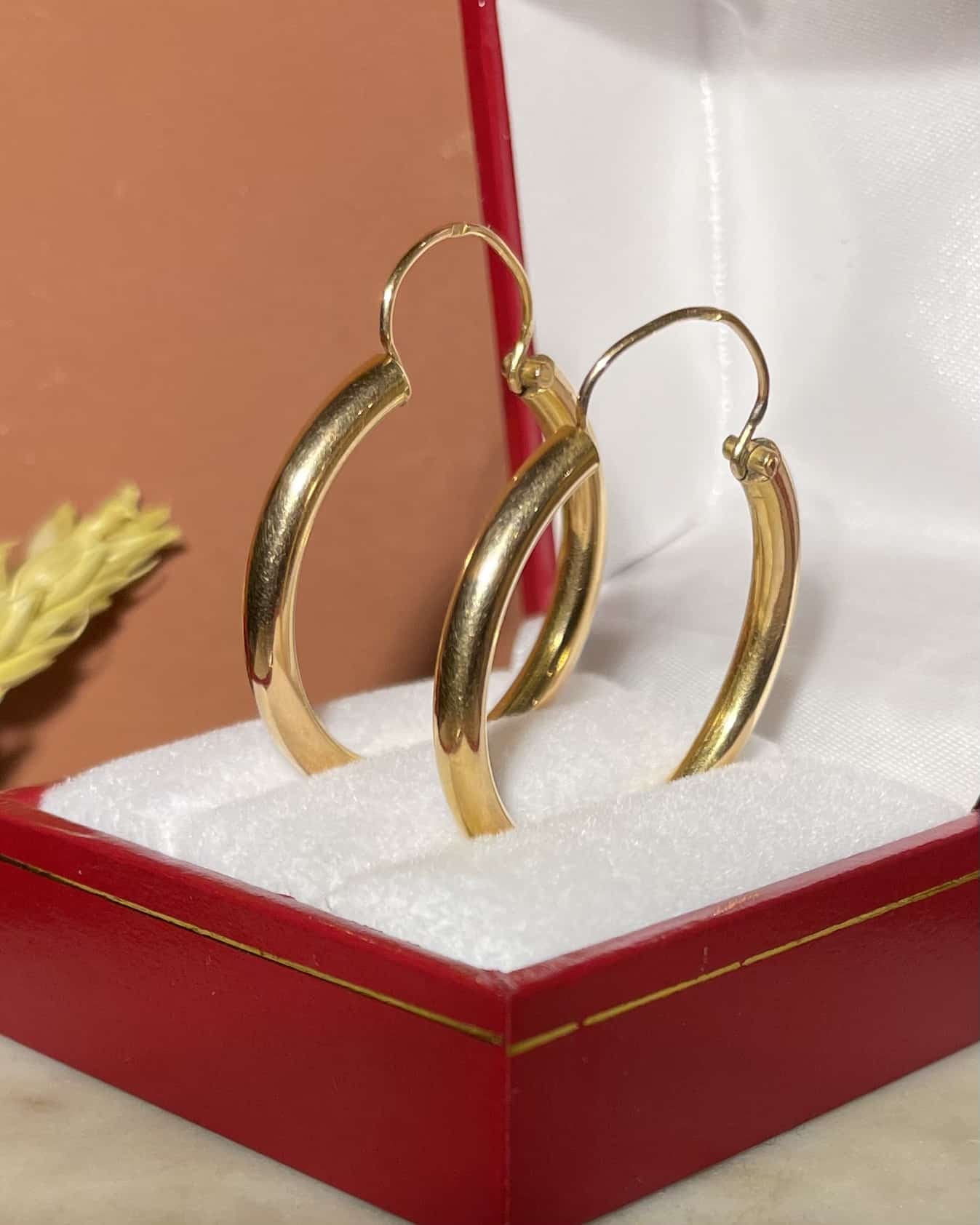 Vintage 18K Rose Gold "Cameo" Hoop Earrings