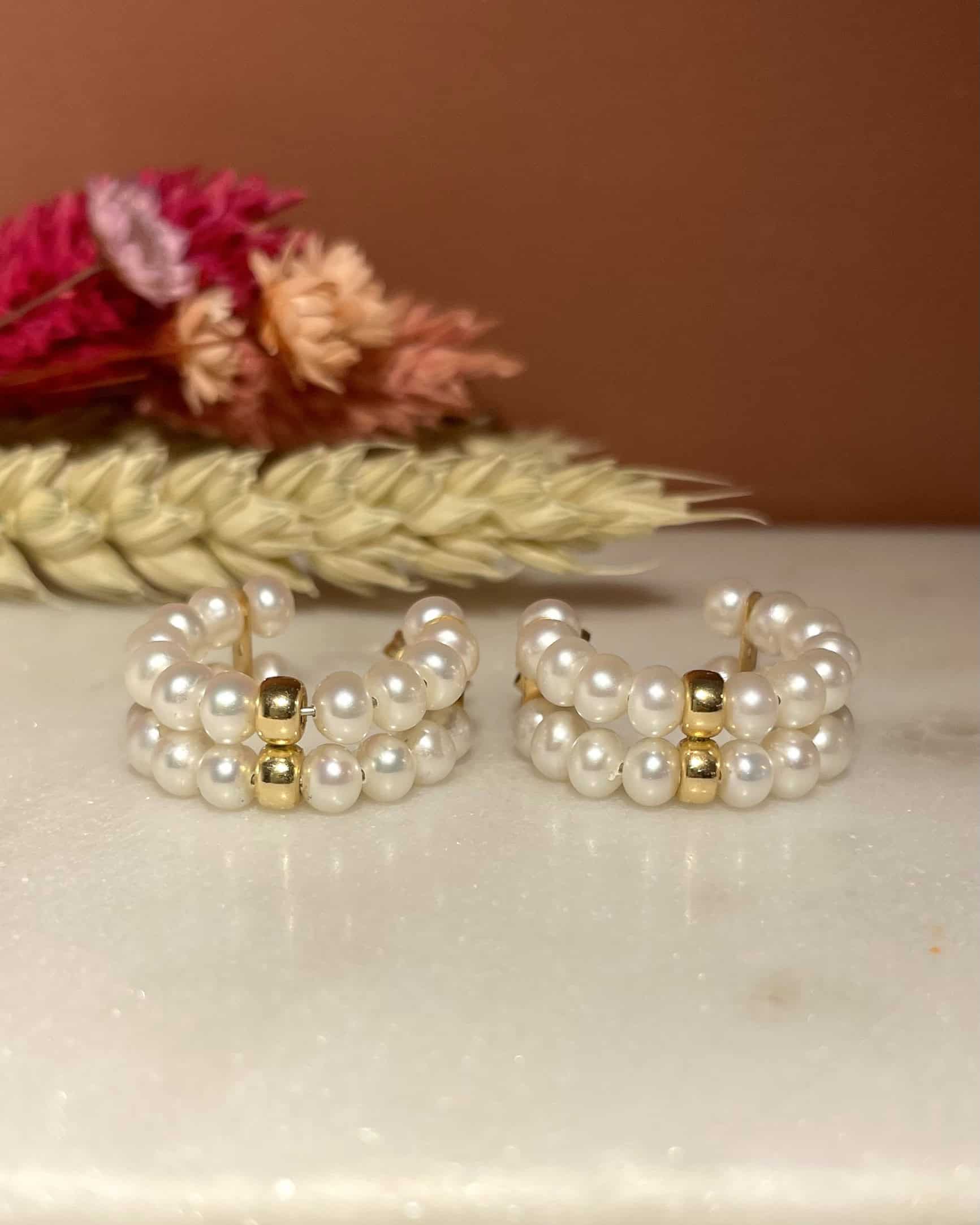 Demi Créoles Vintage 48 Perles "Angelica" - Elliade Paris