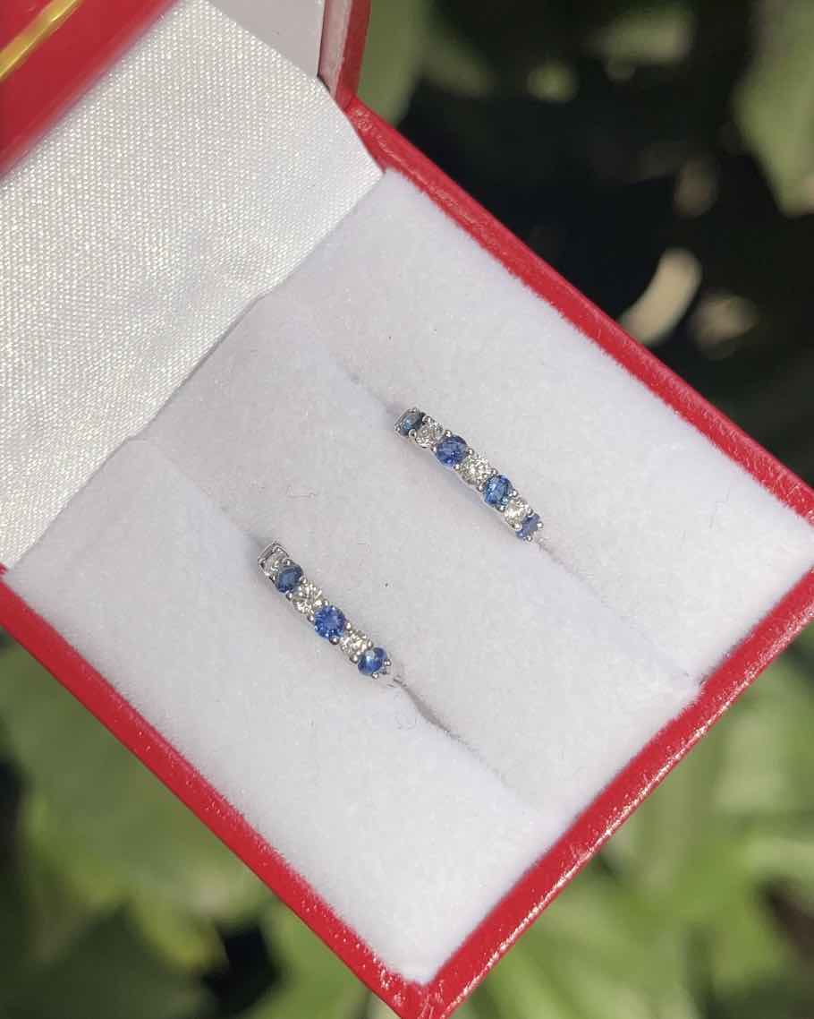 "Mahé" Sapphire &amp;amp; Diamond River Creole Earrings