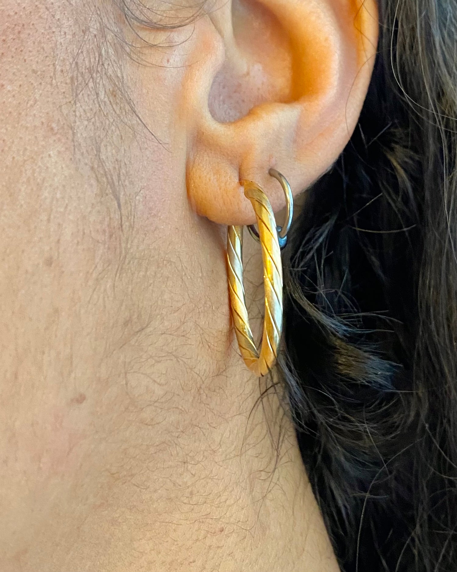 Créoles Trois Ors 18 carats 3.6 g &quot;Sam&quot;