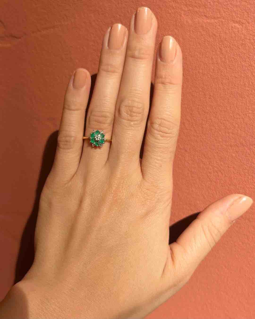 Bague Marguerite Émeraudes &amp; Diamants "Dalila"