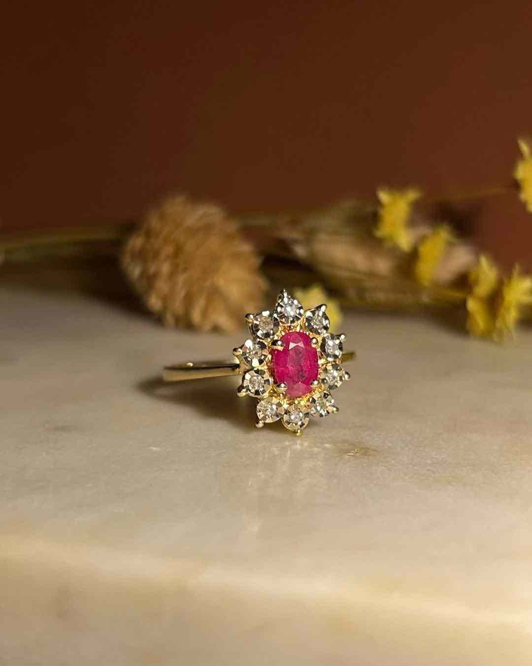 Bague Marguerite Diamants &amp; Rubis &quot;Daphné&quot;