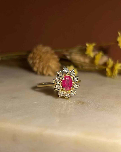 Bague Marguerite Diamants &amp; Rubis &quot;Daphné&quot;