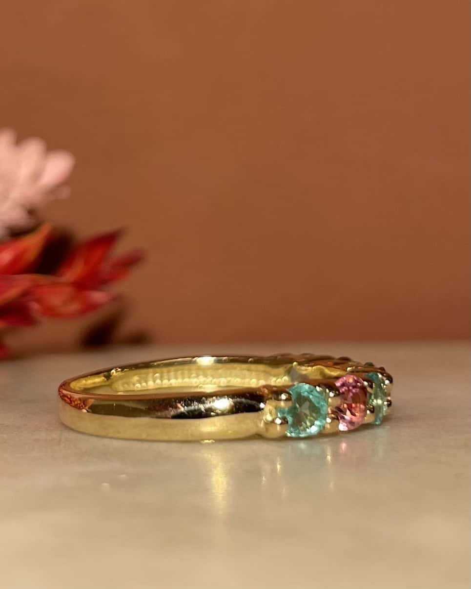 Demi Alliance 7 Tourmalines Roses et Vertes "Tammy" - Elliade Paris