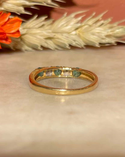 Demi-alliance émeraudes &amp; diamants &quot;Berthe&quot;