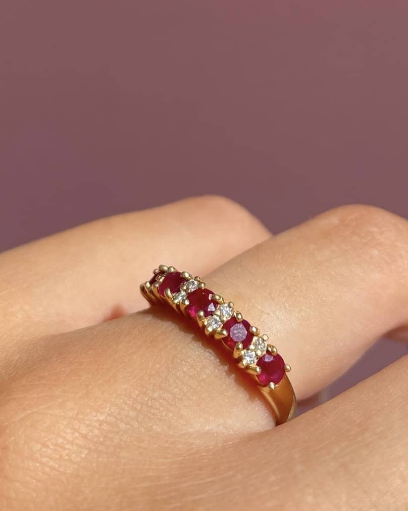 Bague rivière Rubis &amp; Diamants "Asma"