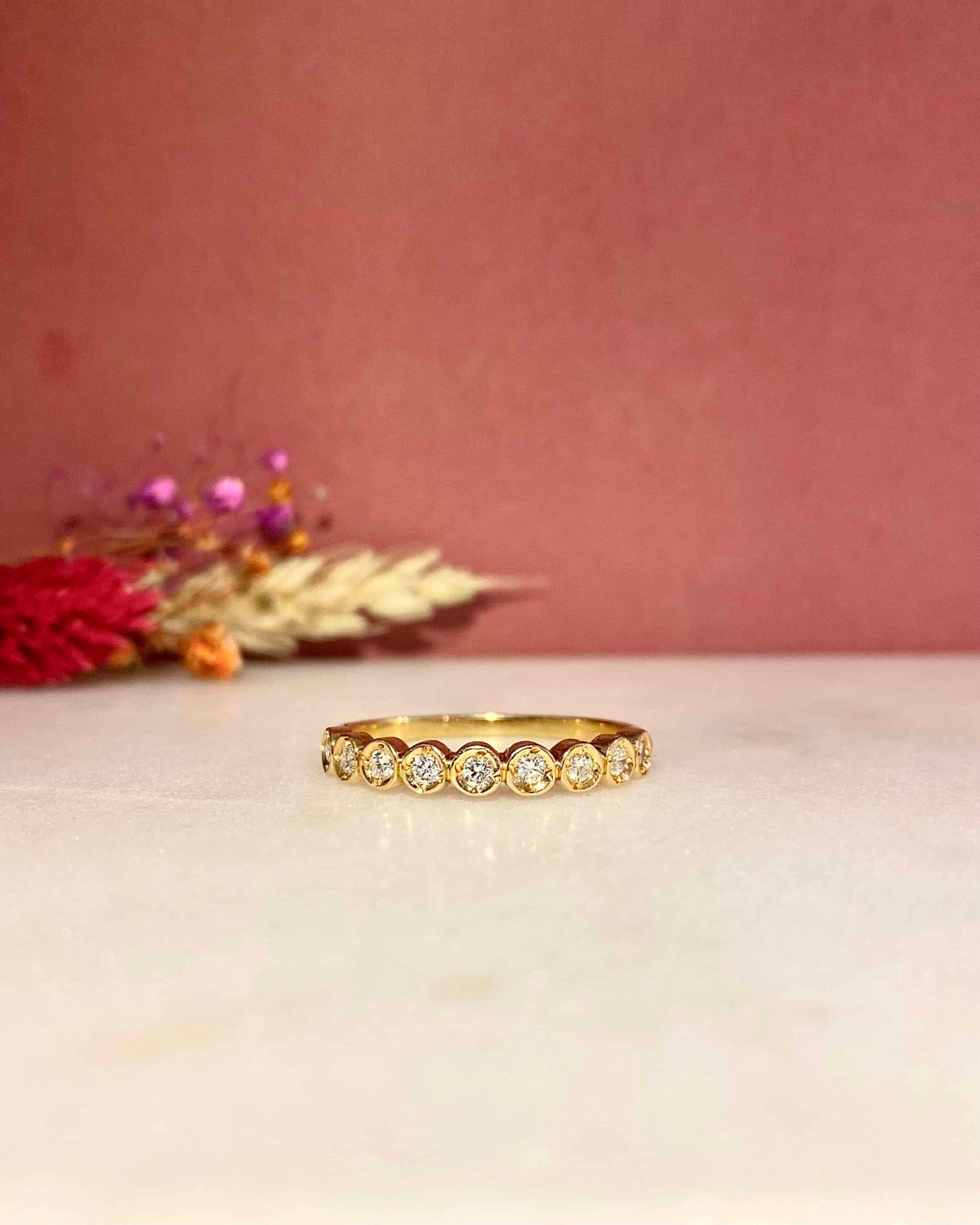 Demi-Alliance Vintage 9 Diamants "Jassy"