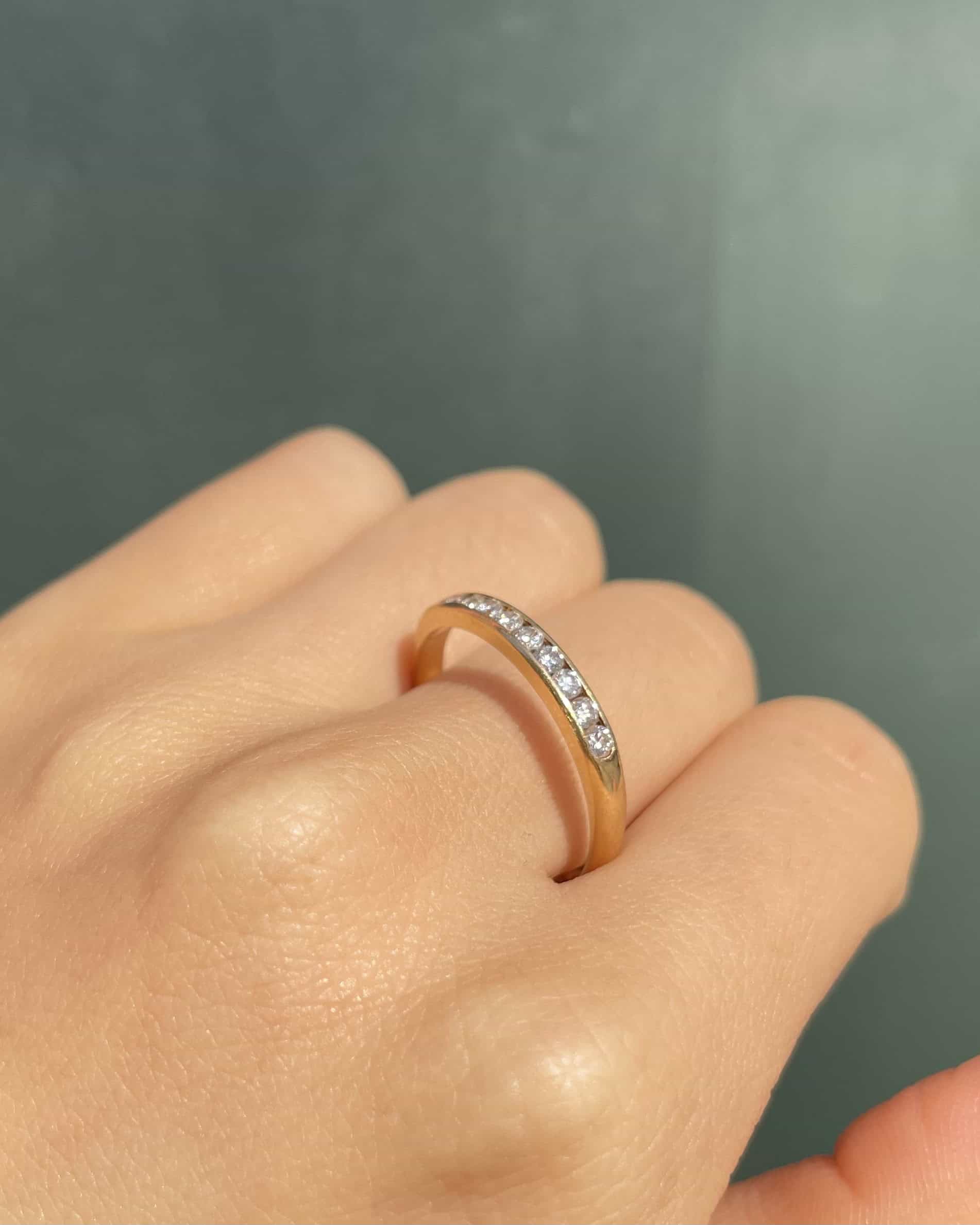 Demi Alliance Vintage 10 Diamants "Daisy" - Elliade Paris