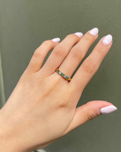Demi-alliance émeraudes &amp; diamants &quot;Berthe&quot;