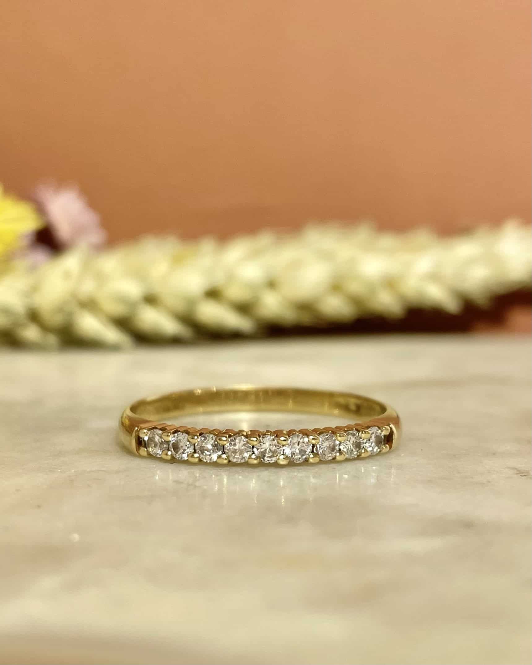 Demi Alliance Vintage 9 Diamants "Evelyn" - Elliade Paris