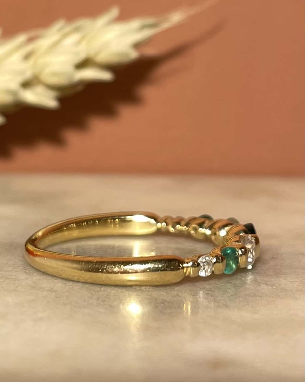Demi Alliance Emeraudes &amp; Diamants "Bertille" - Elliade Paris