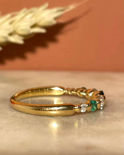 Demi Alliance Emeraudes &amp; Diamants &quot;Bertille&quot; - Elliade Paris