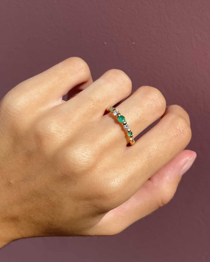 Demi Alliance Emeraudes &amp; Diamants &quot;Bertille&quot; - Elliade Paris