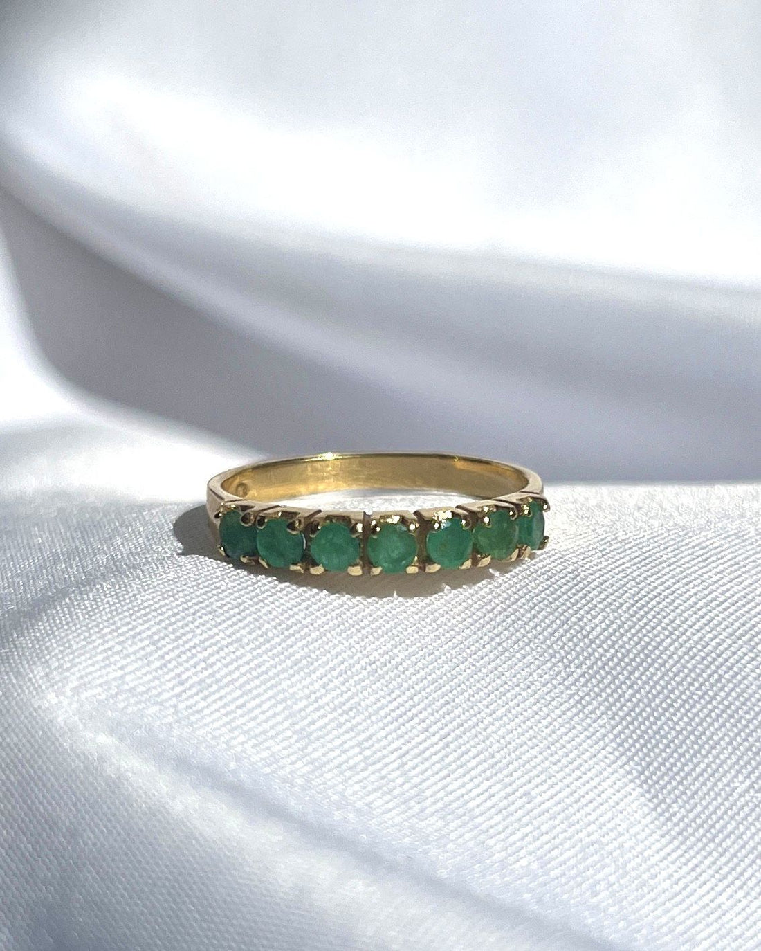 &quot;Lima&quot; emerald half wedding band