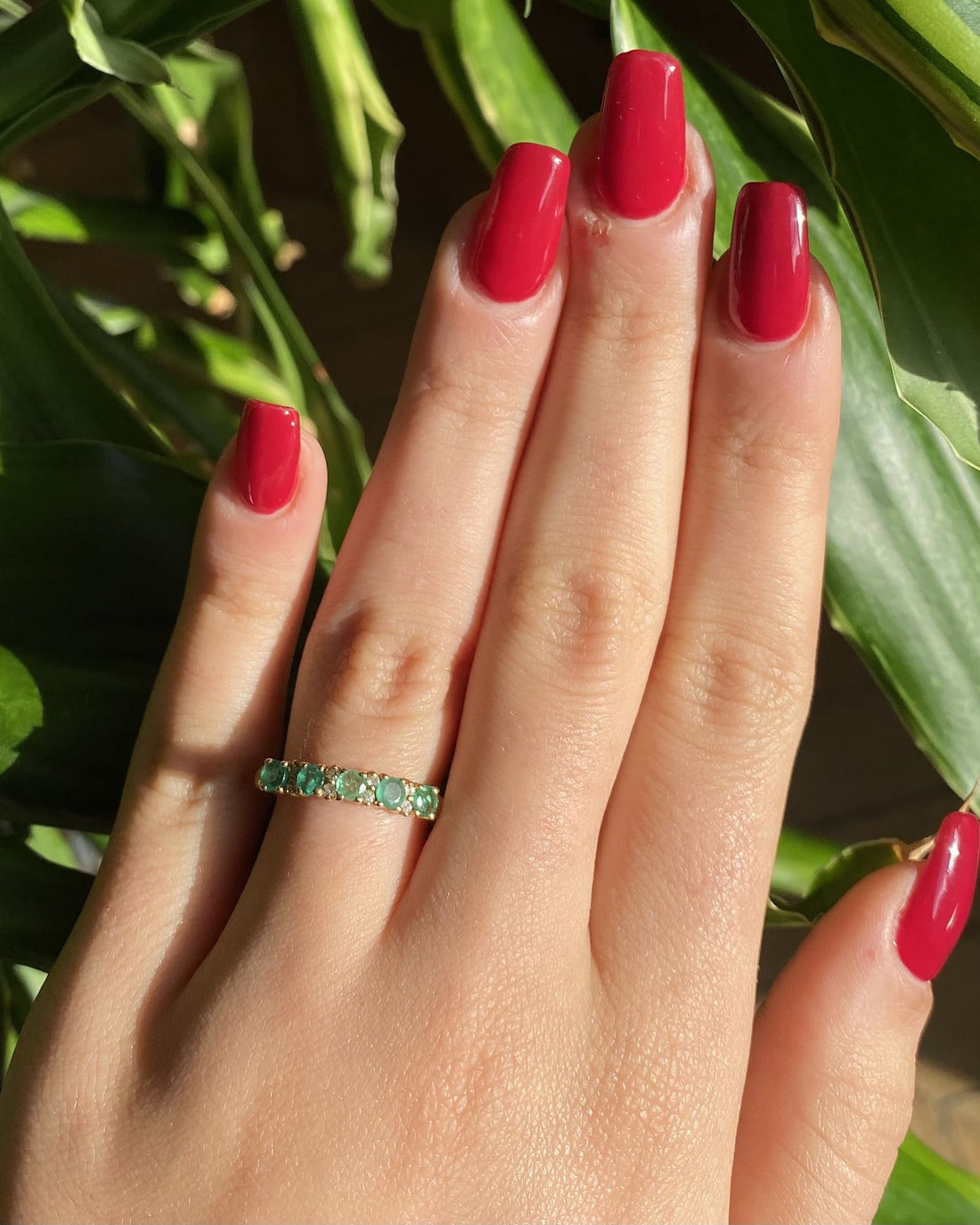Demi-alliance émeraudes &amp; diamants &quot;Jessica&quot;