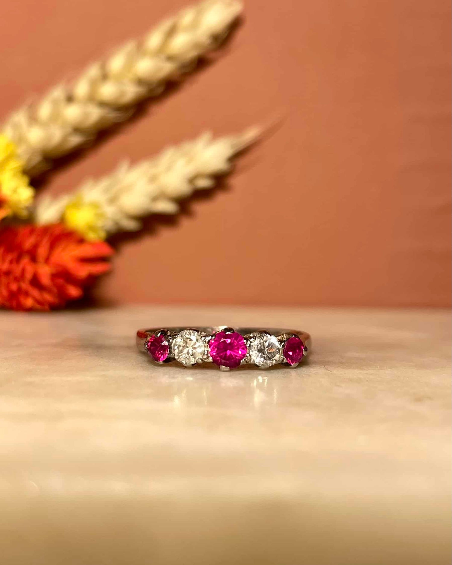 Bague Rivière Rubis 0.50 carat &amp; Diamants 0.30 carat &quot;Yessenia&quot;