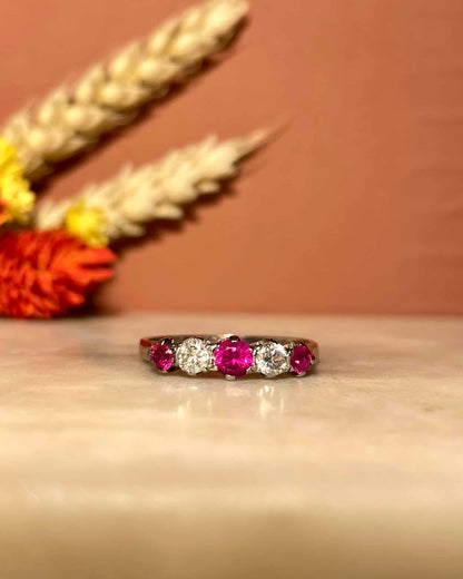 Bague Rivière Rubis 0.50 carat &amp; Diamants 0.30 carat &quot;Yessenia&quot;