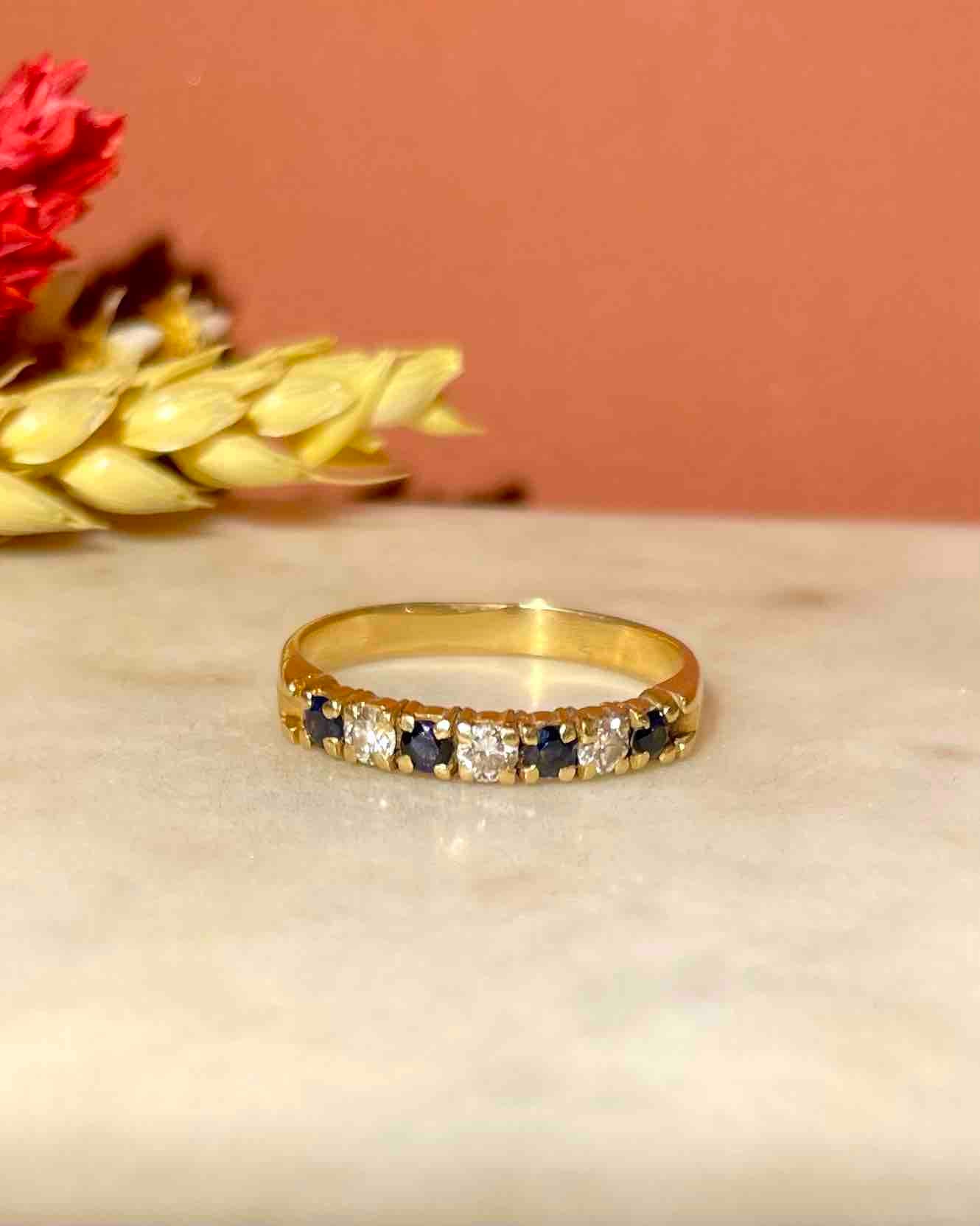 Demi alliance Saphirs &amp; Diamants "Inaya" - Elliade Paris