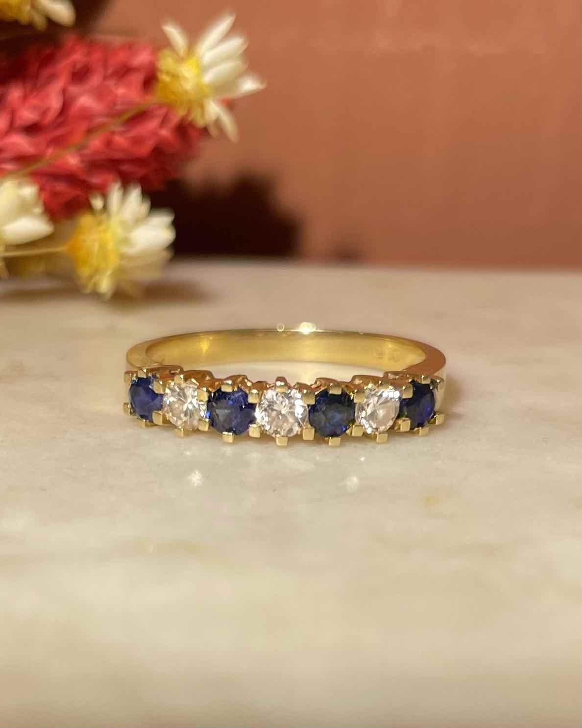 Demi alliance Saphirs &amp; Diamants "Isabella" - Elliade Paris