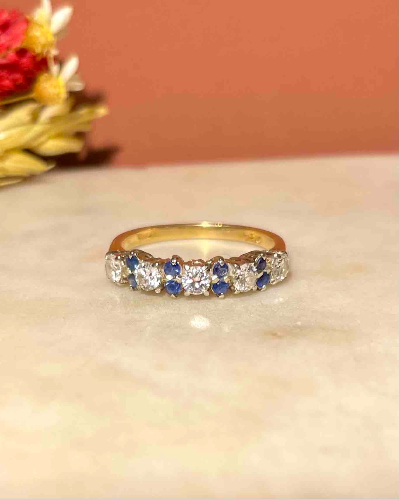 Media alianza de zafiro y diamantes "Savannah"