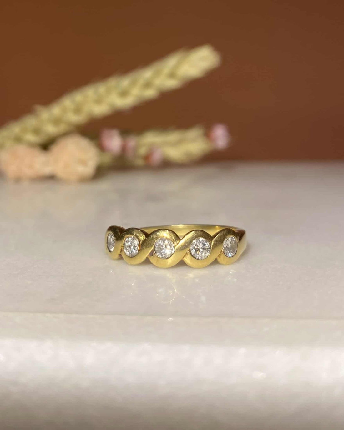 Demi Alliance Vintage 5 Diamants 0.50 carat &quot;Sonny&
