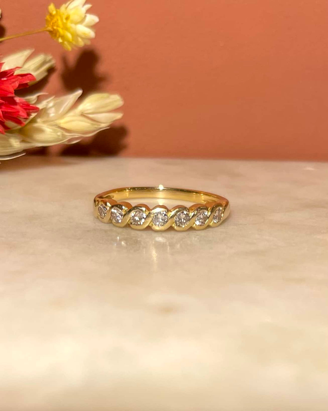 &quot;Teodora&quot; 7 Diamond Half Wedding Band