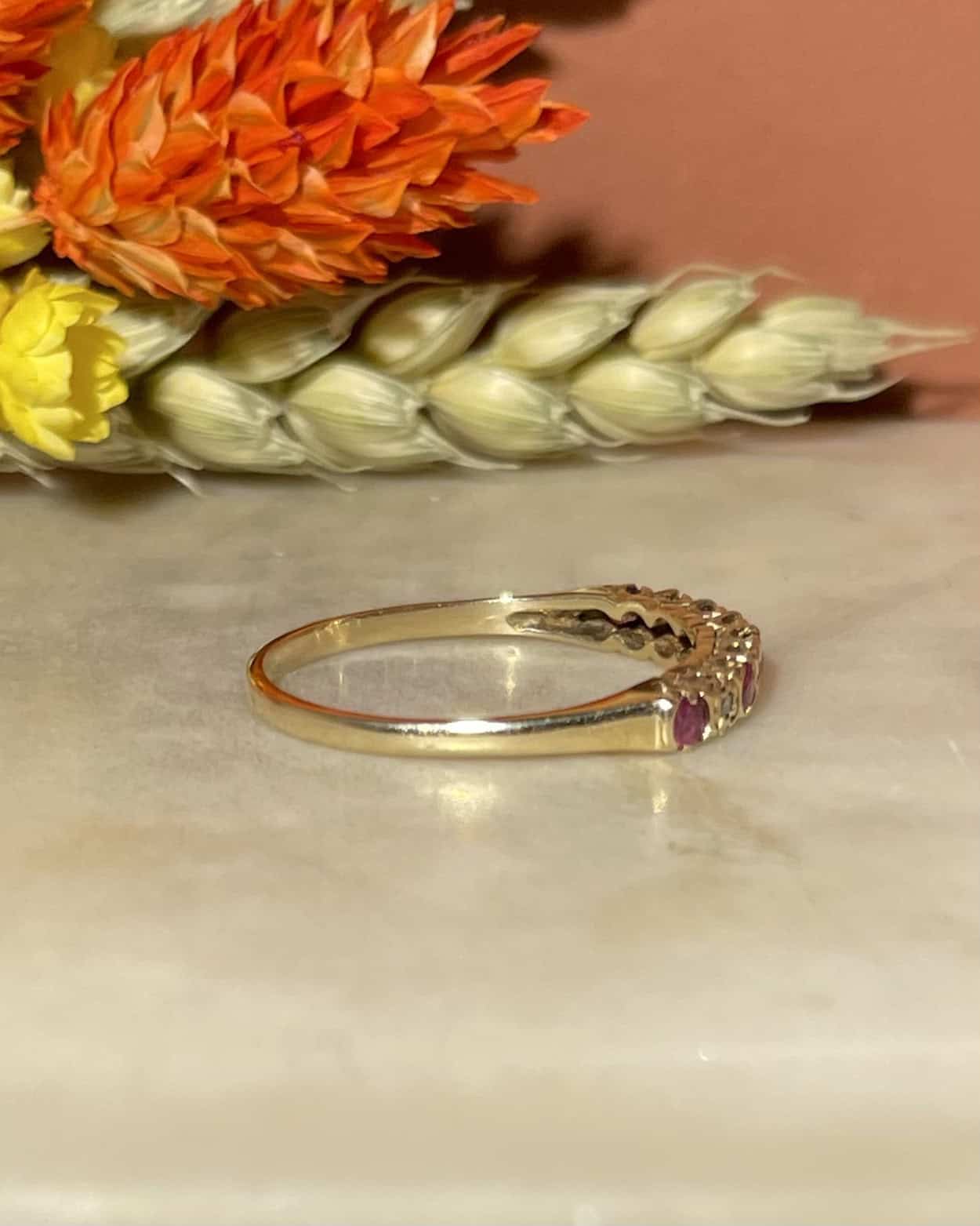 Demi-Alliance Rubis &amp; Diamants "Linda" - Elliade Paris
