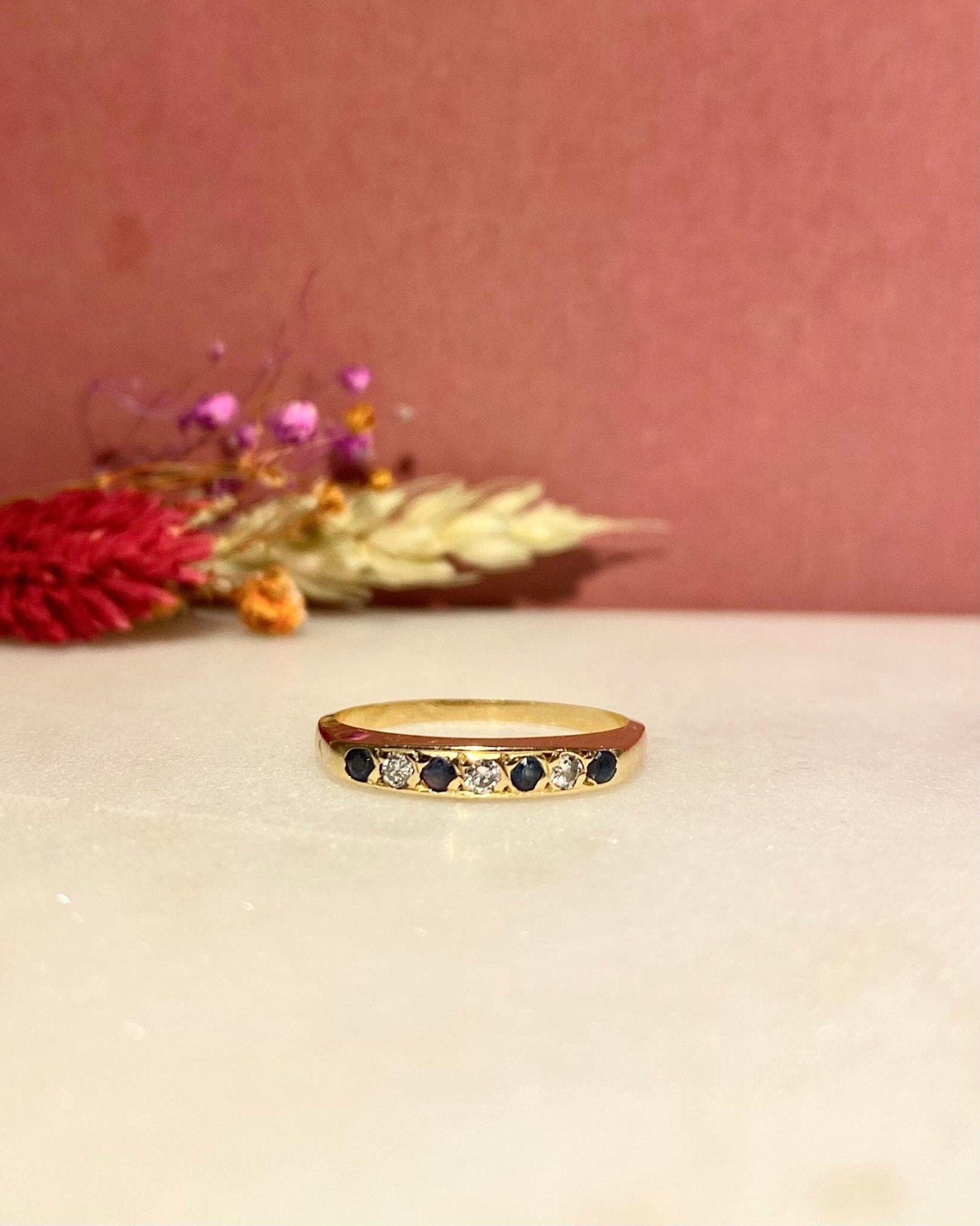 Demi Alliance Vintage Saphirs &amp; Diamants "Béatrice" - Elliade Paris