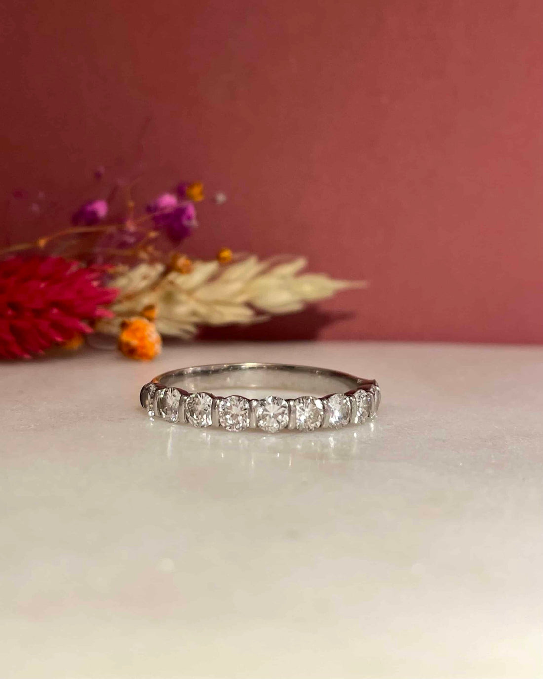 Demi-Alliance 10 Diamants 1 carat "Prune"