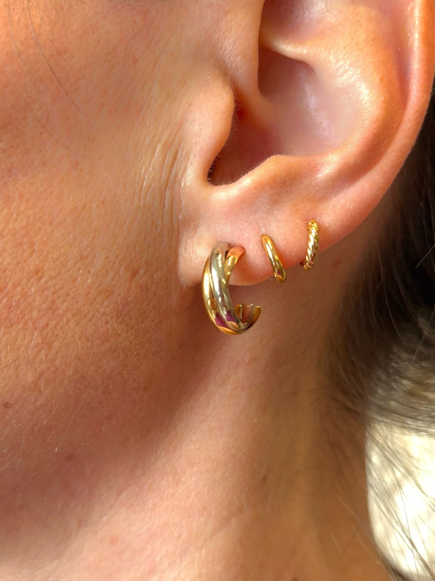 Demi-Créoles 3 Ors 18 carats "Virginie" - Elliade Paris