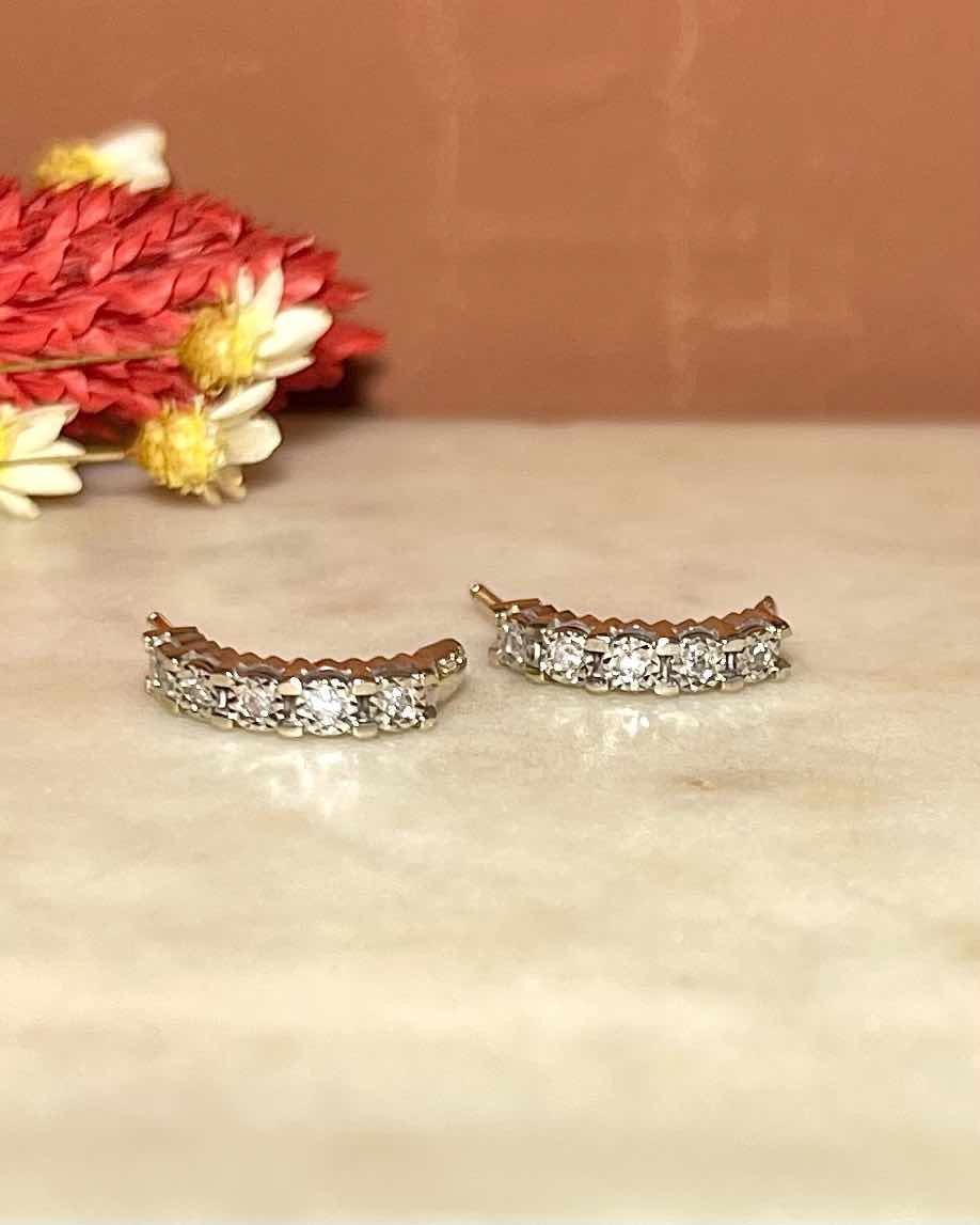Half Diamond Hoop Earrings &quot;Larissa&quot;