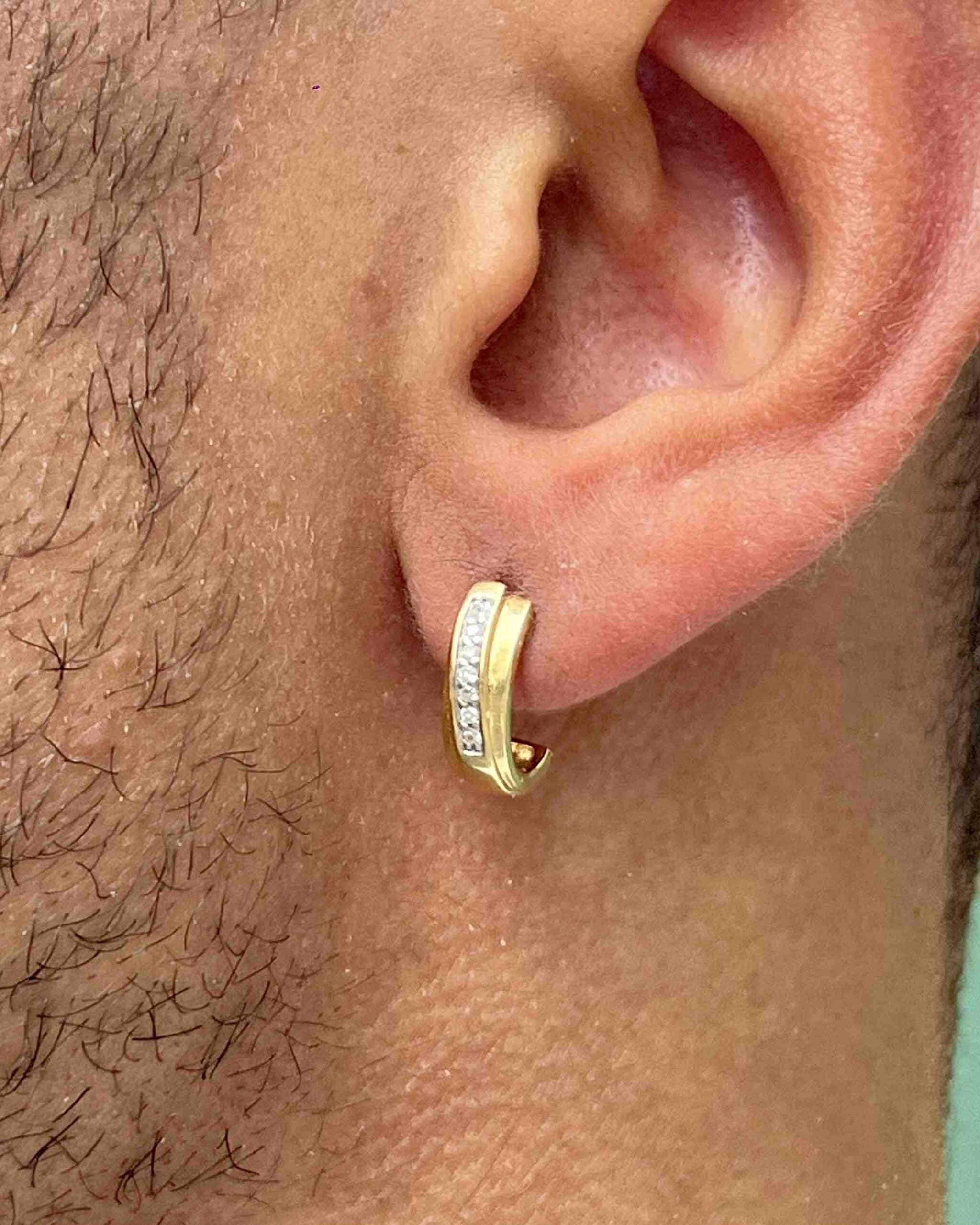 "Emie" 14 diamond half-hoop earrings