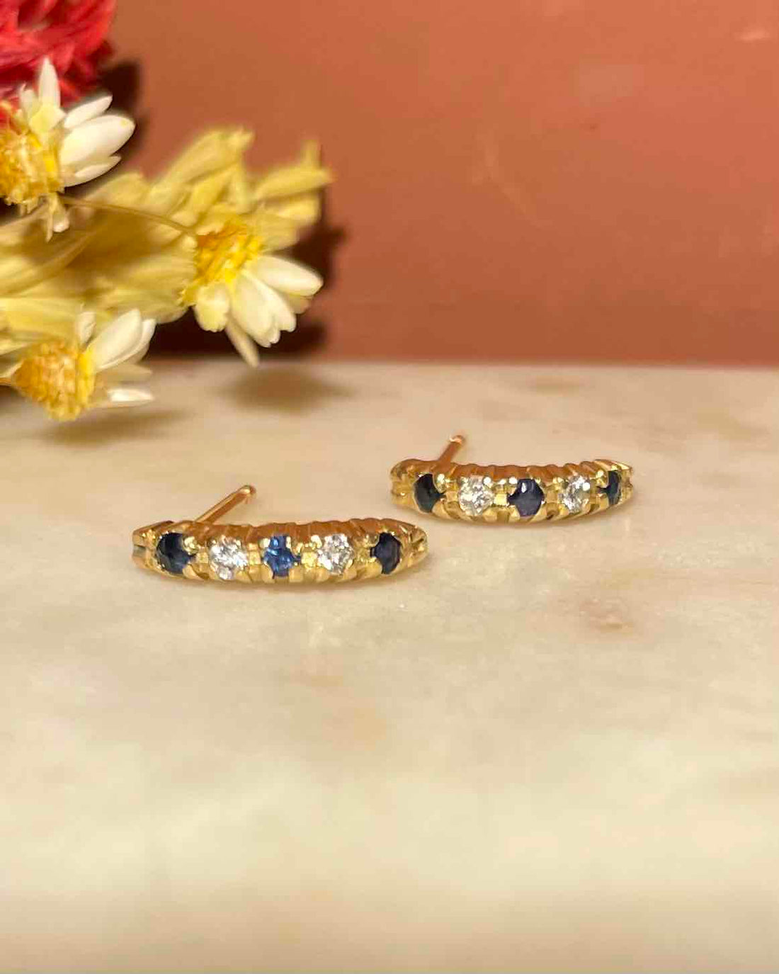 Demies Créoles Saphirs &amp; Diamants &quot;Kaïssa&quot;