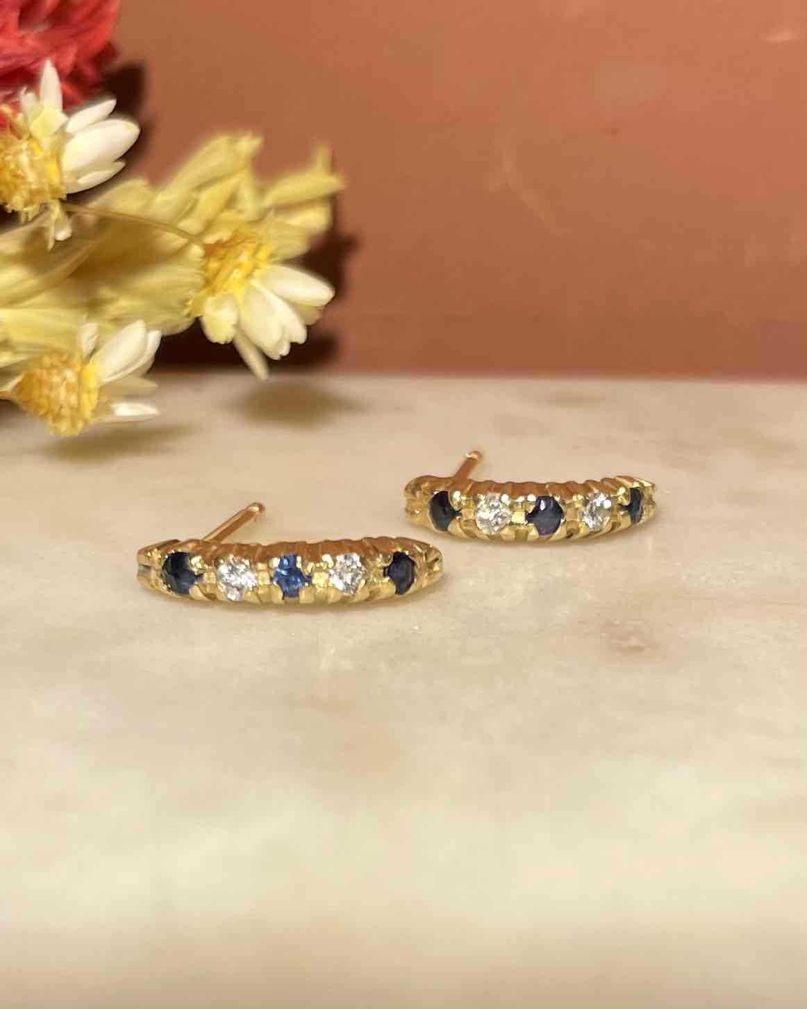 "Kaïssa" Sapphire &amp;amp; Diamond Half Hoop Earrings