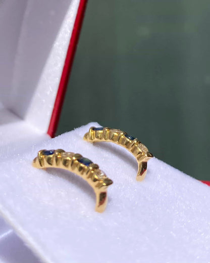 Demi-Créoles Saphirs &amp; Diamants &quot;Alexandra&quot;