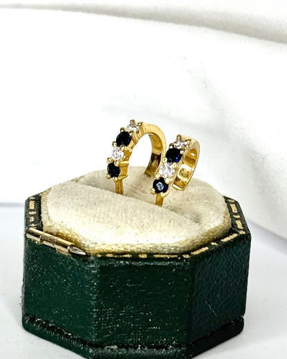 Demi-Créoles Saphirs &amp; Diamants "Anastasia" - Elliade Paris