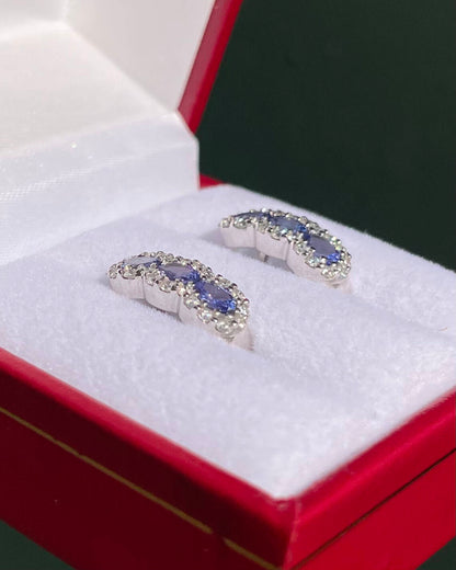 Demi Créoles Tanzanites 0.90 Carat et 44 Diamants &quot;Félicia&quot; - Elliade Paris
