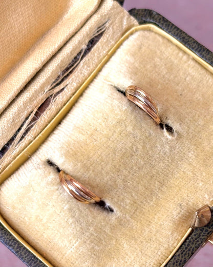 Demi-Créoles Trois Ors 18 carats "Francine" - Elliade Paris