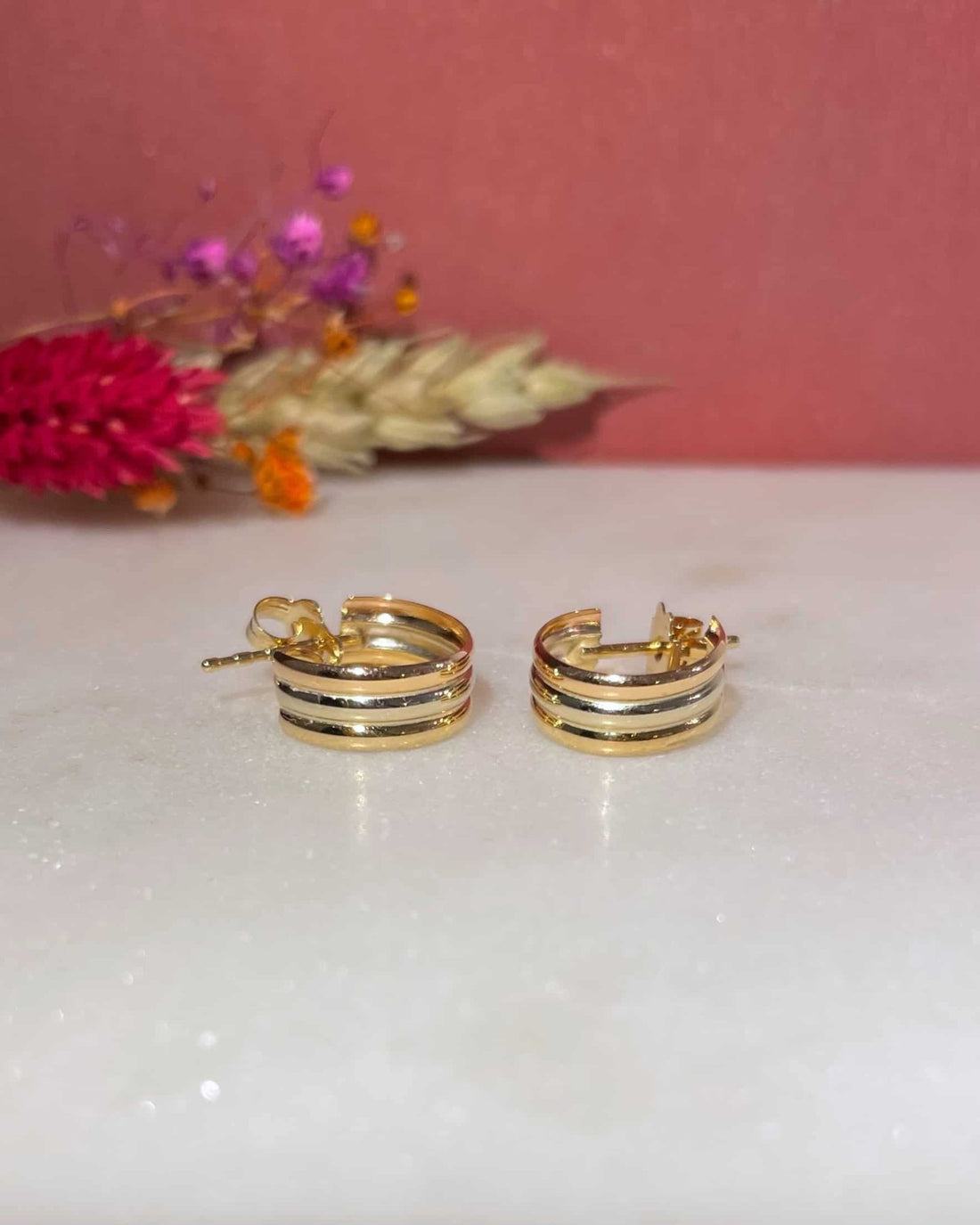 Demi - Créoles Trois Ors Vintage &quot;Serene&quot; - Elliade Paris