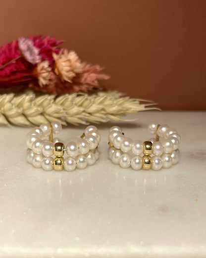 Demi Créoles Vintage 48 Perles &quot;Angelica&quot; - Elliade Paris