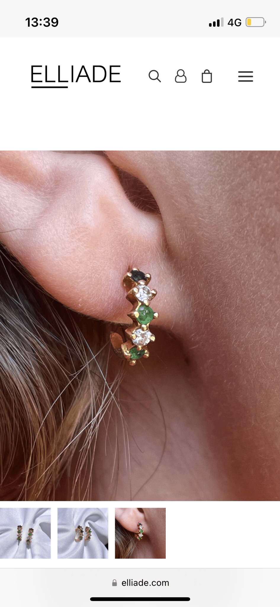 Demies Créoles émeraudes &amp; diamants "Alma" - Elliade Paris