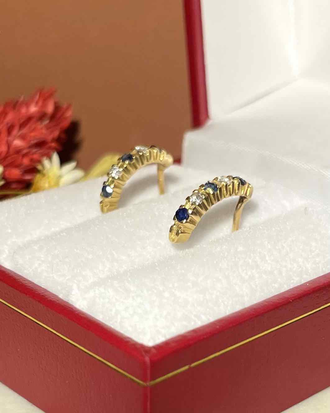 Demies Créoles Saphirs &amp; Diamants "Kaïssa" - Elliade Paris