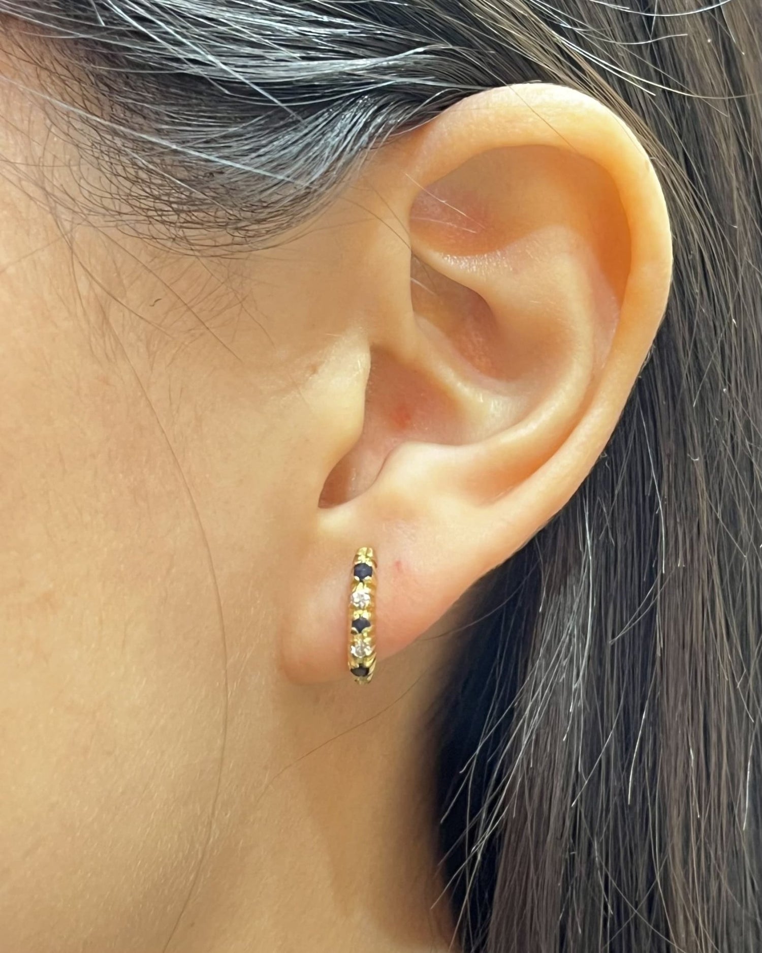 Demies Créoles Saphirs &amp; Diamants &quot;Kaïssa&quot; - Elliade Paris