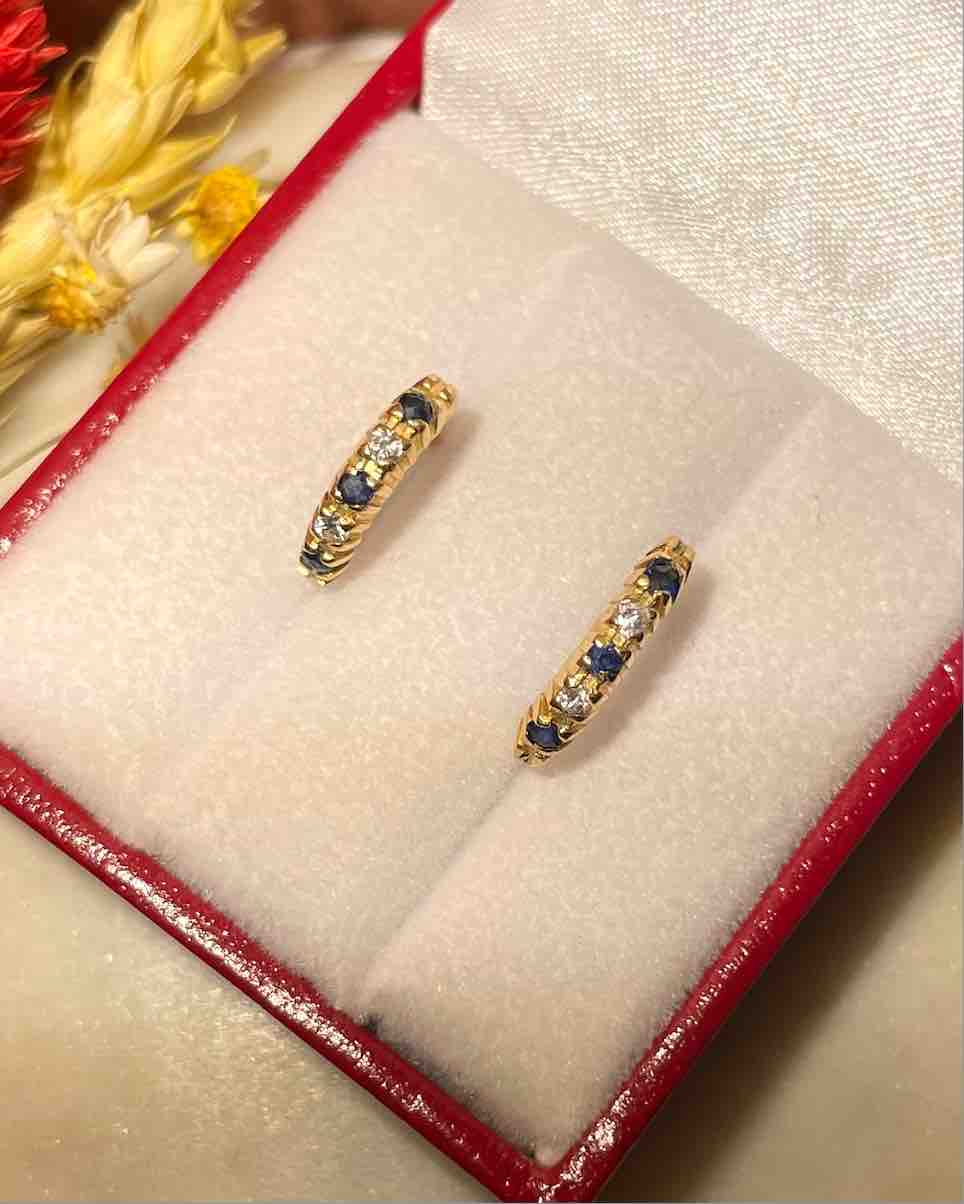 Demies Créoles Saphirs &amp; Diamants "Kaïssa" - Elliade Paris