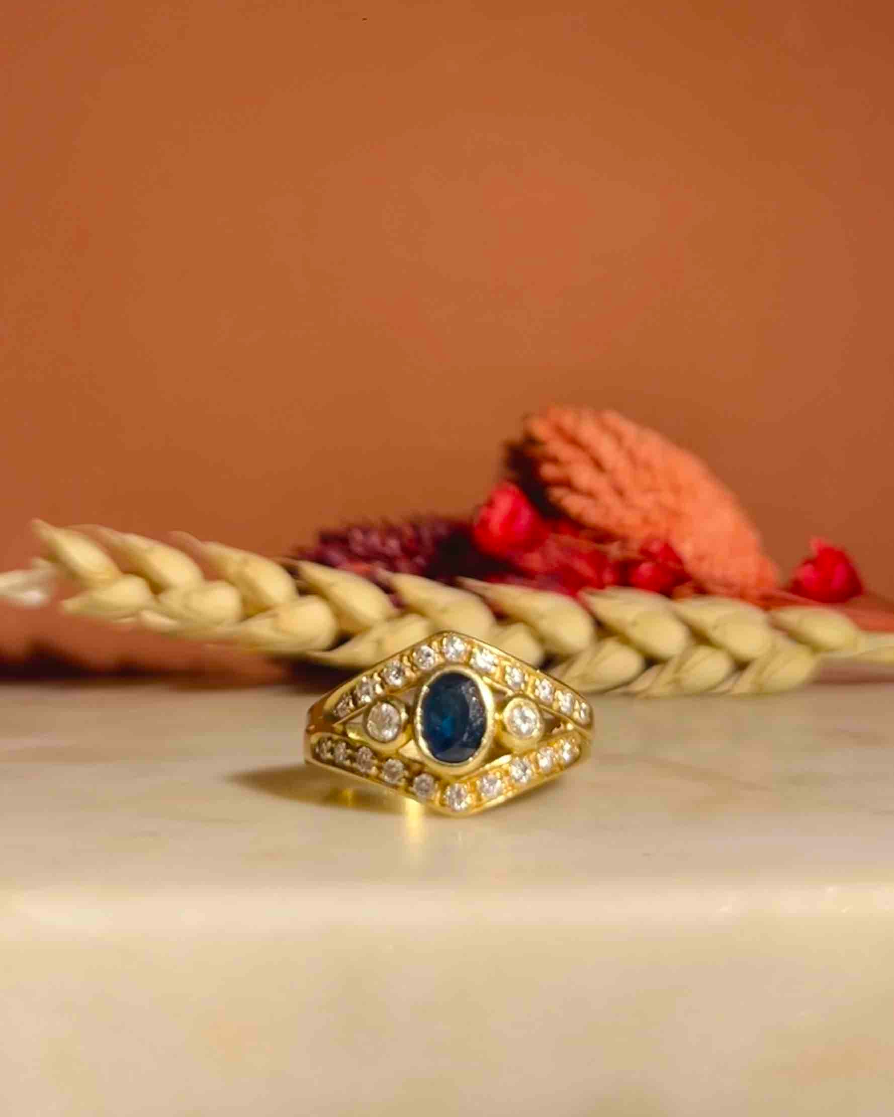 Bague Diadème Saphir &amp; Diamants "Narcisse"