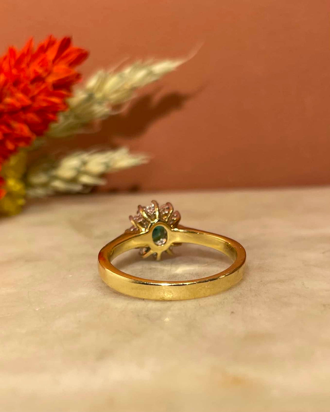 Bague Marguerite Émeraude 0.40 carat &amp; Diamants &quot;Mariette&quot;