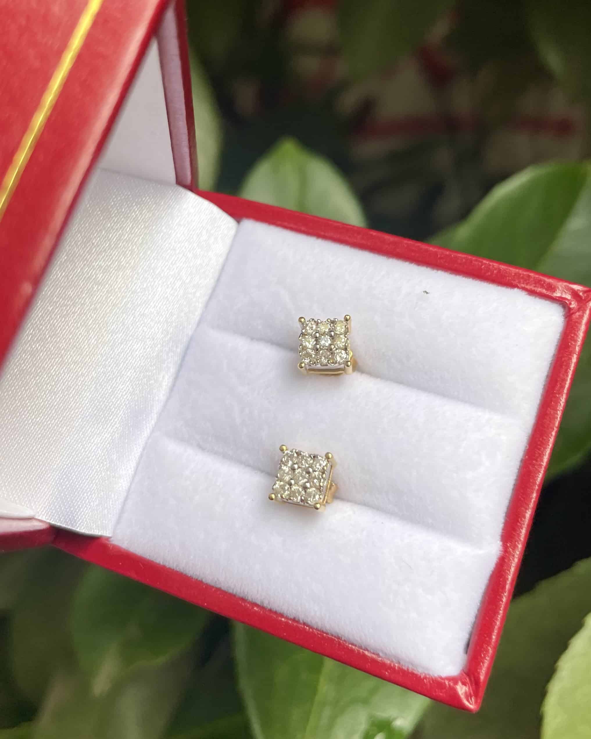 Pendientes vintage "Dania" de 18 diamantes