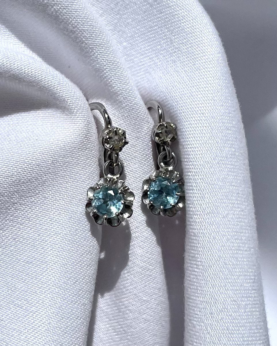 Dormeuses aigue-marine &amp; diamants "Juliette" - Elliade Paris