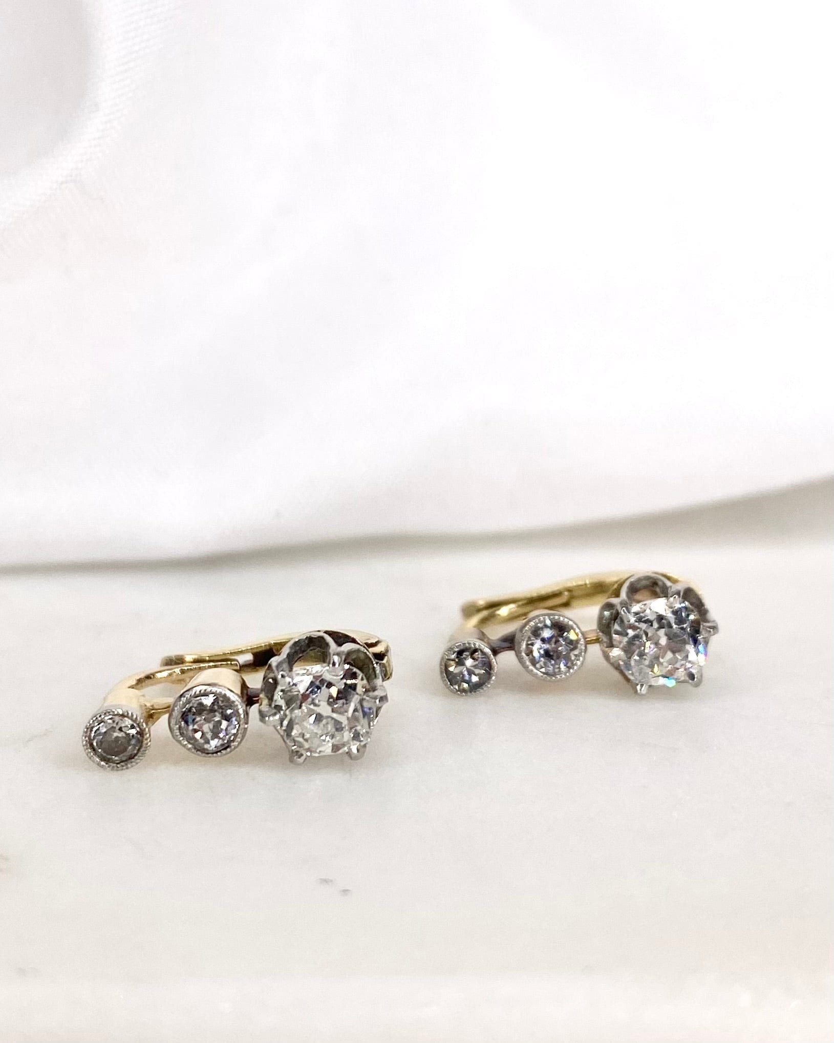 Dormeuses Art Déco Diamants 0.54 carat "Louna" - Elliade Paris