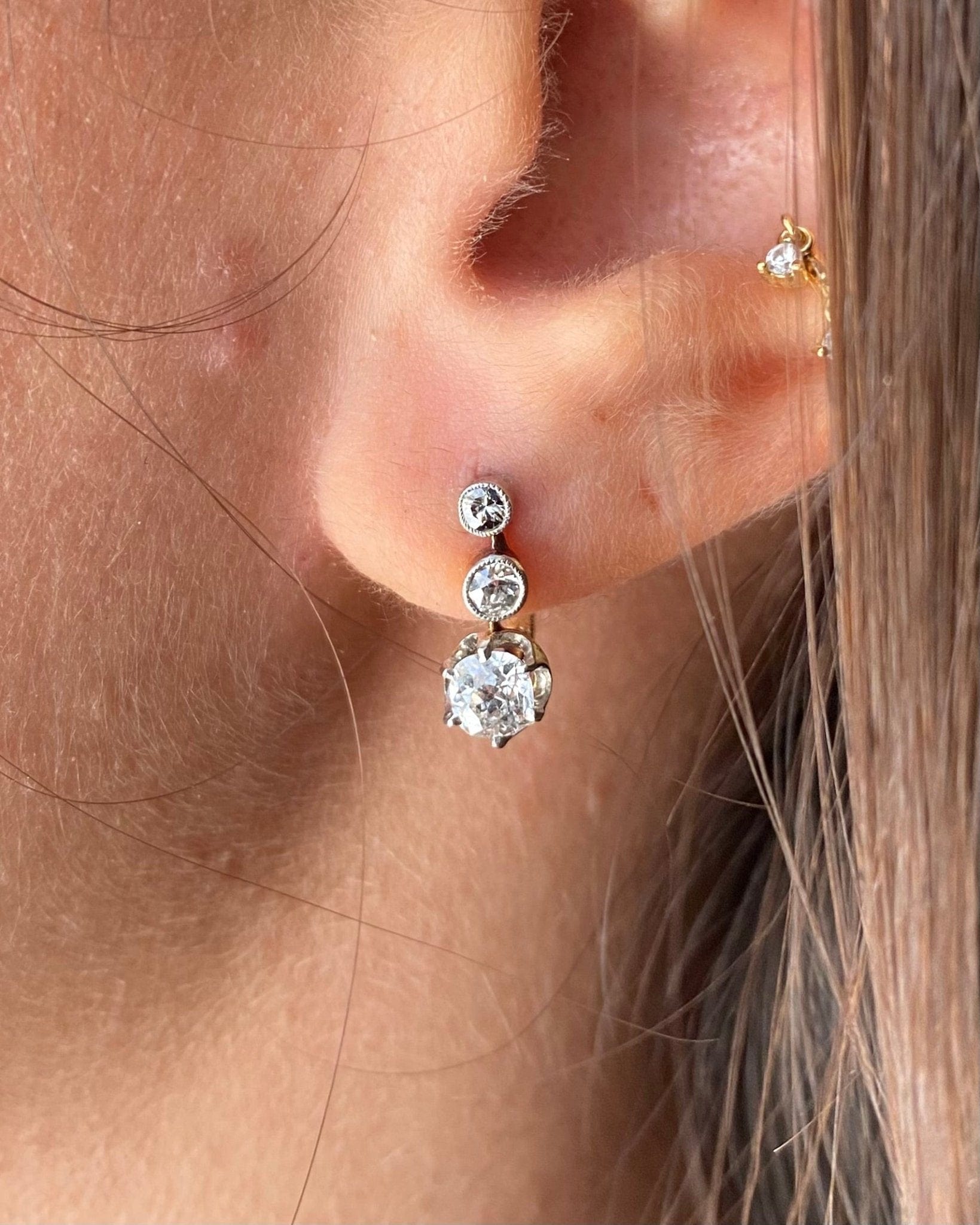Dormeuses Art Déco Diamants 0.54 carat "Louna" - Elliade Paris